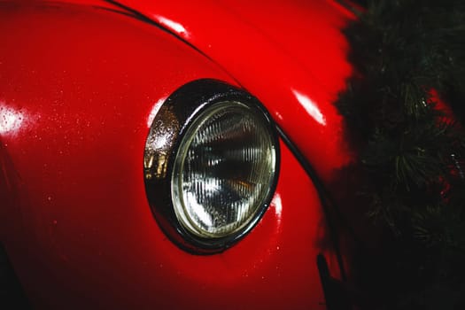 Vintage retro car headlight. old automobile