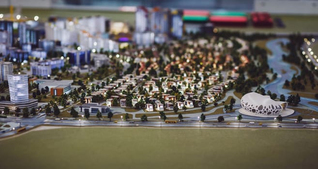 Night city megalopolis in miniature