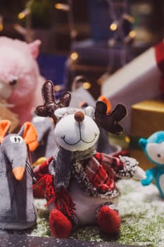 Christmas decoration with vintage toys. retro style