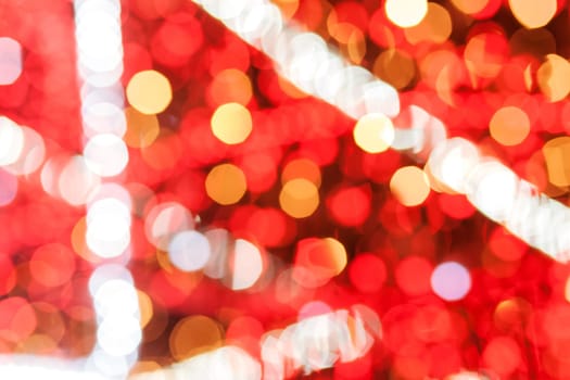 Red color blur bokeh light. Defocused background.