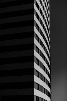Urban Geometry. Office building, image on black an white