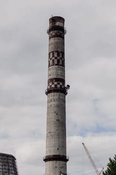 Large pipes of thermal power plant. Pipes of thermal power plant. heating of the city. heating season.