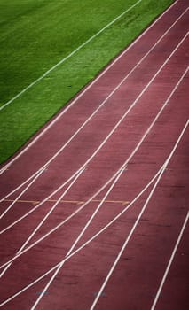 Race track in football stadium. Running track