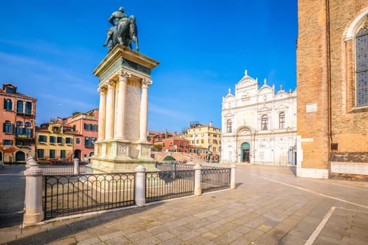 Campo Santi Giovanni e Paolo square in Venice colorful architecture view, northern Italy