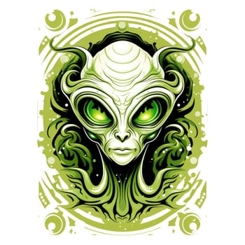Alien. Abstract psychedelic image of alien fairy tale monster creature in pop art style. Template for t-shirt print, sticker, poster. Design element.
