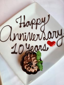 Elegant 10th Anniversary Chocolate Dessert, Fine Dining, Fort Wayne, Indiana - 2023