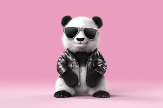 Baby panda cute sunglasses. Cool holiday. Generate ai