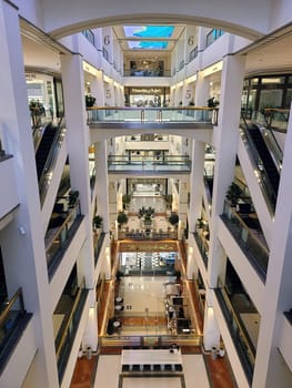 Spacious, Modern Multi-Level Shopping Mall in Chicago, Illuminated by Natural and Interior Lighting, 2023