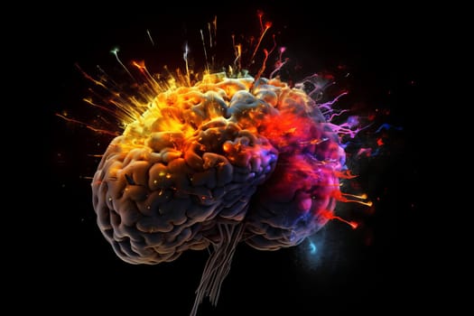 Brain creativity explosion splash. Health splash. Generate Ai