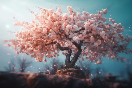 Cherry blossom tree nature. Leaf plant. Generate Ai