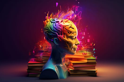 Creativity knowledge head. Think head mind. Generate Ai