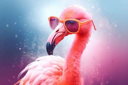 Flamingo pink glasses. Tropic cute zoo. Generate Ai