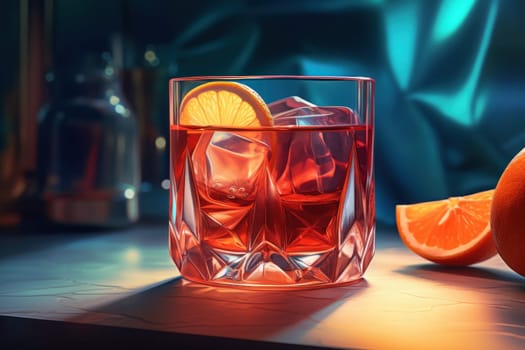 Negroni cocktail. Bar gin drink. Generate Ai