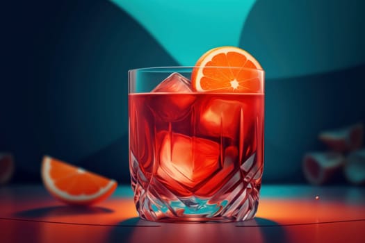 Negroni cocktail orange. Drink fruit. Generate Ai