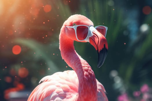 Pink flamingo sunglasses. Safari wild. Generate Ai