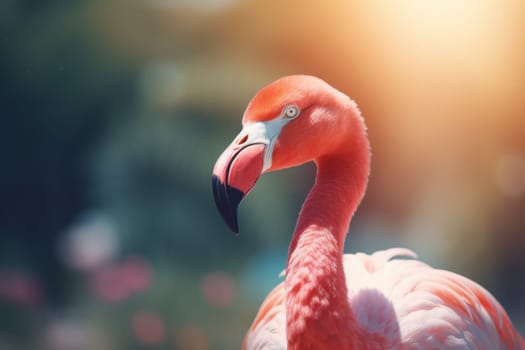 Pink flamingo. Nature wildlife bird. Generate Ai