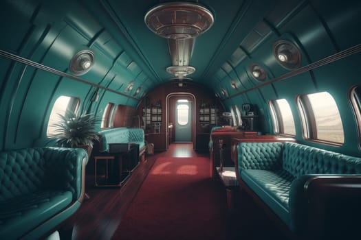 Old plane interior. Aviation safety flight. Generate Ai