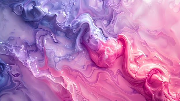 A detailed shot of a swirling pattern created by pink and purple liquid paint, reminiscent of a vibrant science event with shades of magenta and violet