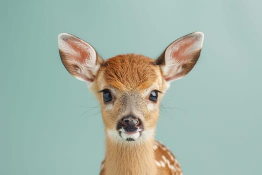 A baby deer with its head turned to the side. Generative AI.