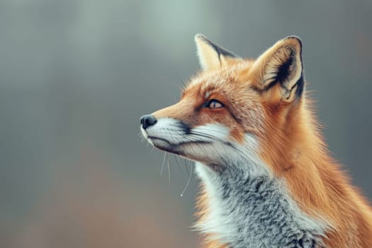 A fox is looking at the camera with its mouth open. Generative AI.