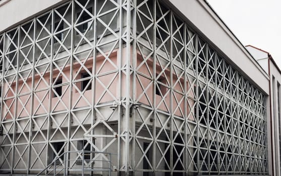 Exterior view of parking lot building. parking entrance