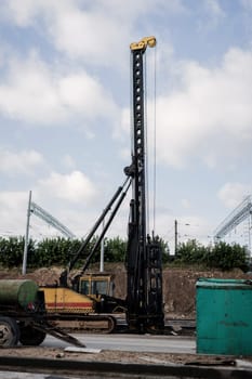 heavy machinery. excavator on the construction site. industry