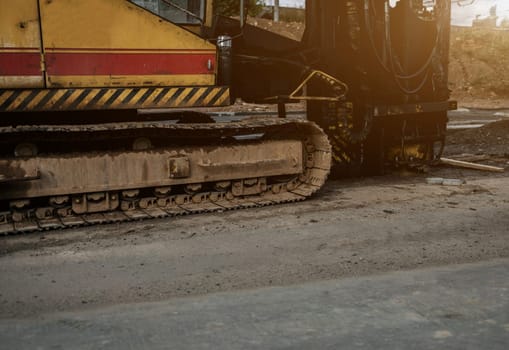 excavator - industrial machine. Road construction and building industry.
