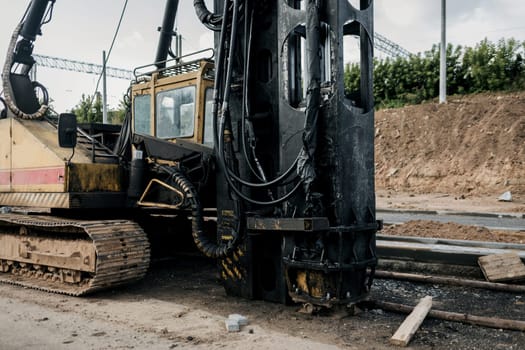 Crawler drilling rig on the construction site