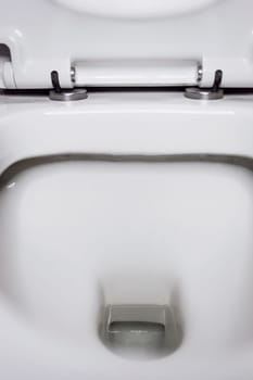 New ceramic toilet bowl indoors, top view. hygienic procedure