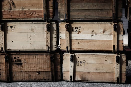 Stacks of grunge and old wood boxes