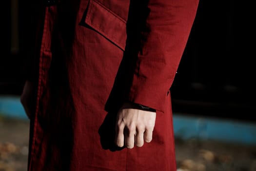 red autumn men's coat. male fashion