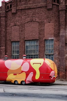 colorful food truck parked on city streets