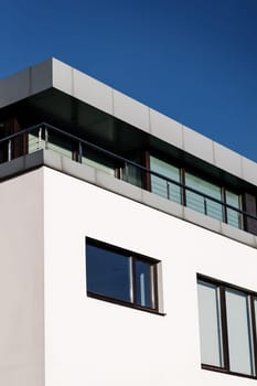 Beautiful modern house in cement with windows. exterior luxury villa