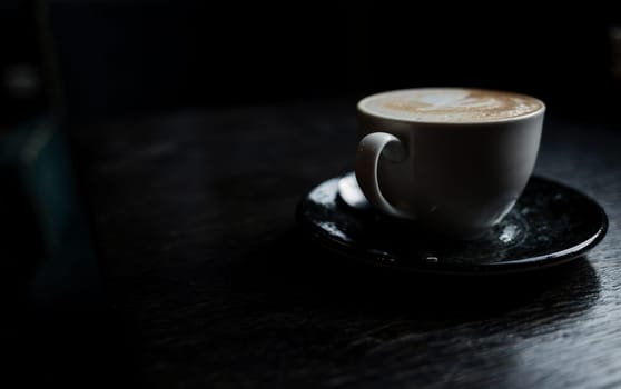 cappuccino mug with dense milk foam. breakfast in the cafe