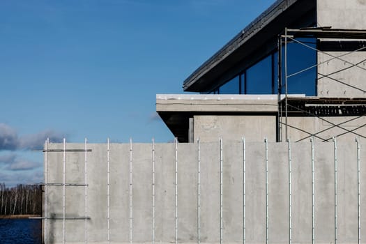 Unfinished single one storey house. House construction.