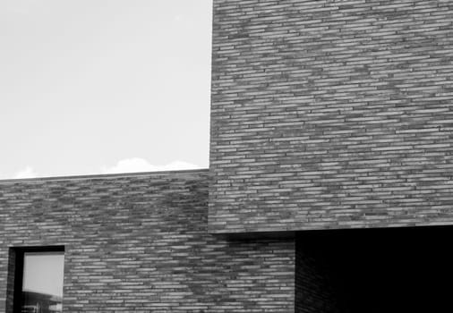 Monochrome bricks architecture in Europe. Modern building