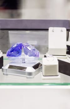 Beautiful two blue diamonds in showcase