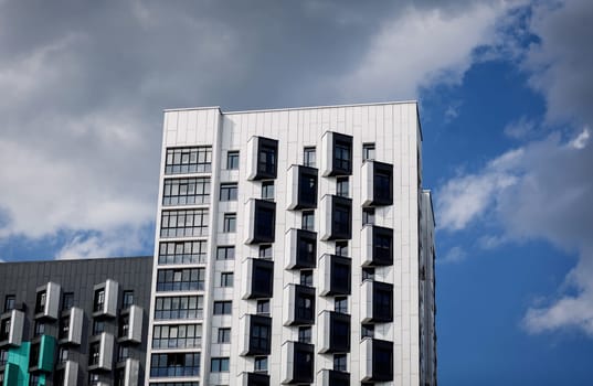 New complex of residential buildings.  Fragment of City Real estate architecture. 
