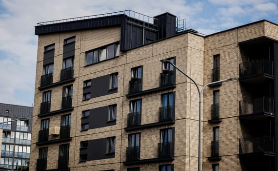 Modern brick architecture, luxury apartment building