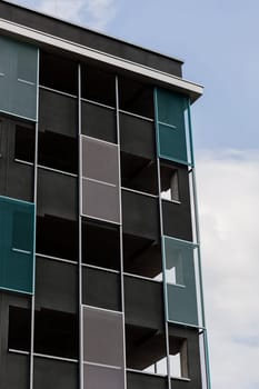 geometric form steel industrial building. modern architecture