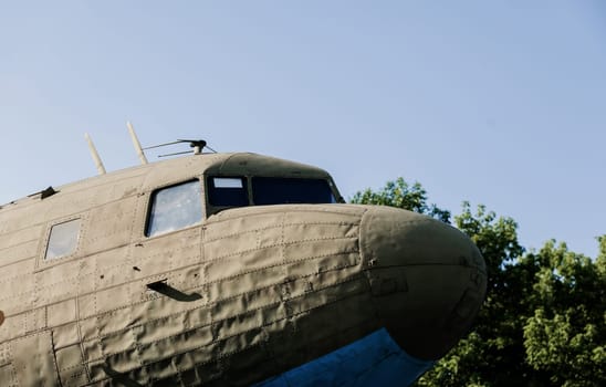 historic airplane. Old vintage jet. Grunge aircraft