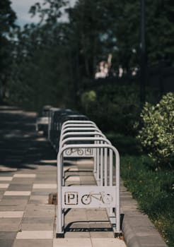 Empty place for a parking of bicycles outdoors