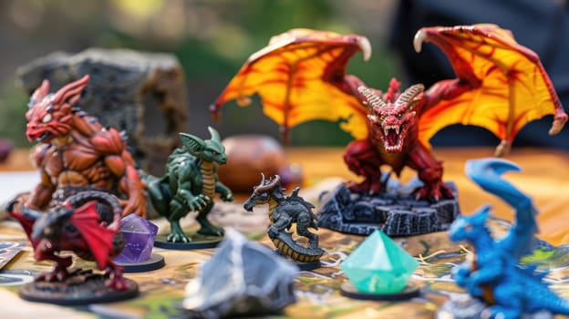 DND figures with various characters and fantasy creatures. AI