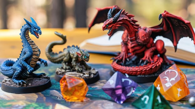 DND figures with various characters and fantasy creatures. AI