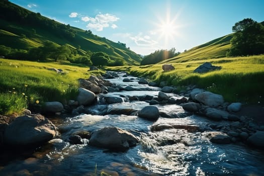 A beautiful fast stream in the middle of the valley.