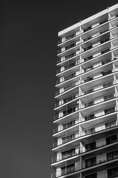 Architecture detail Modern Facade building. Black and white image