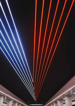 lighting design of the metro or airport. abstract highlighting. neon on the ceiling