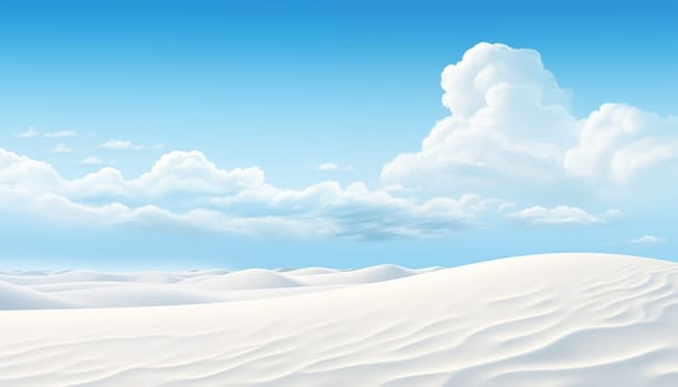 Blue sky with white clouds over the sandy desert. High quality photo