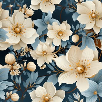 Seamless pattern tile background flowers and floral leaves plants. High quality photo