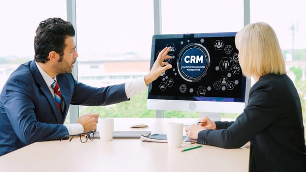 Customer relationship management system on modish computer for CRM business and enterprise